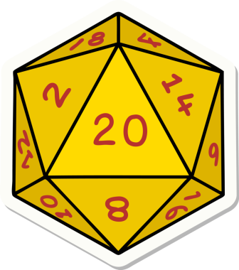 Bir insan tarafından çizilmiş doğal 20 D20 zar etiketi.