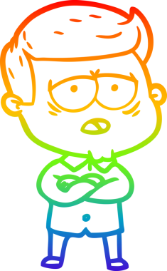 Gökkuşağı gradyan çizgi çizimi bir insan tarafından çizilmiş yorgun bir adam