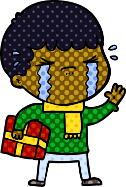 Bir insan tarafından çizilmiş ağlayan çizgi film adamı.