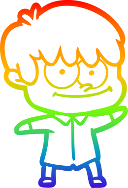 gökkuşağı gradyanı çizimi bir insan tarafından çizilmiş mutlu bir çizgi film adamı