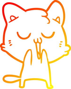 Bir insan tarafından çizilmiş çizgi film kedisinin sıcak çizgi çizimi