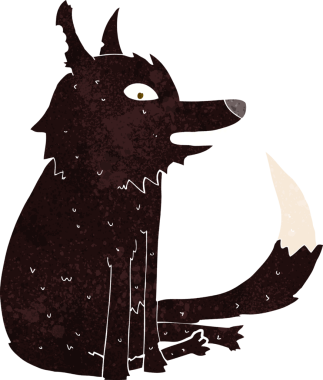 Bir insan tarafından çizilmiş bir kurt heykeli.