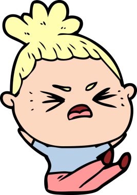 Bir insan tarafından çizilmiş kızgın bir kadın.