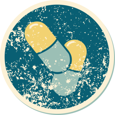 Bir insanın çizdiği hapların sembolik dövmeli görüntüsü.