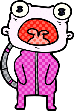 Bir insan tarafından çizilmiş garip uzaylı çizgi filmi.