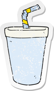 Bir insan tarafından çizilmiş bir karikatür gazozunun gerilimli etiketi.