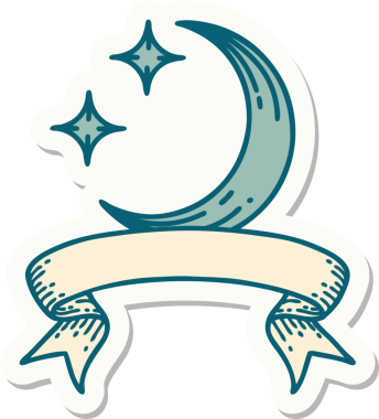 Bir ay bayrağı ve bir insan tarafından çizilmiş yıldızlı dövme stili.