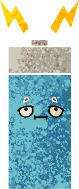 Bir insanın çizdiği pilin retro illüstrasyon tarzı karikatürü