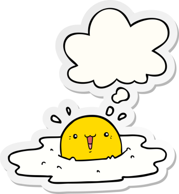 Düşünce baloncuklu yumurta, insan tarafından çizilmiş bir çıkartma.