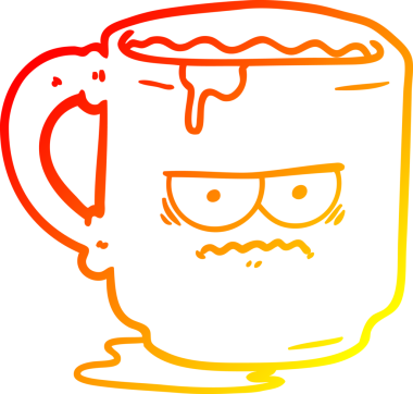 Bir insan tarafından çizilmiş bir çizgi film kirli ofis kupasının sıcak çizgi çizimi