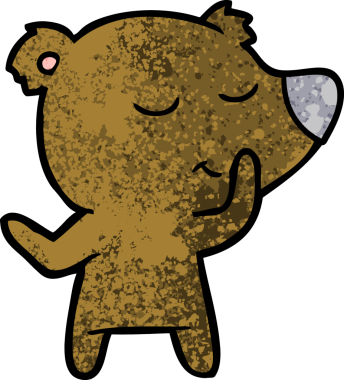 Bir insan tarafından çizilmiş mutlu çizgi film ayısı.