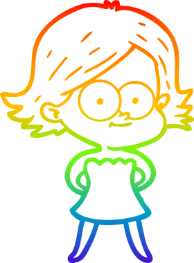 gökkuşağı gradyan çizimi mutlu bir çizgi film kızı bir insan tarafından çizildi