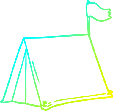 Bir insanın çizdiği karikatür çadırının soğuk gradyan çizgisi.