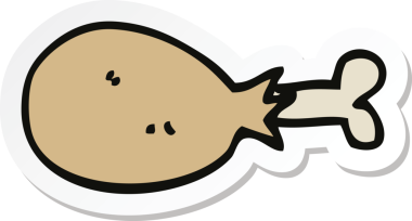 Bir insan tarafından çizilmiş tavuk budu çizgi filmi çıkartması.