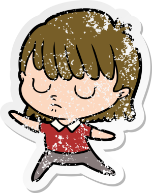 Bir insan tarafından çizilmiş karikatür bir kadının sıkıntılı çıkartması.