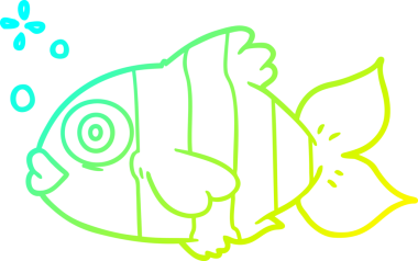 Bir insanın çizdiği egzotik bir balığın soğuk gradyan çizgisi.