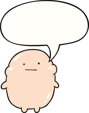 Bir insan tarafından çizilmiş konuşma baloncuğu olan sevimli şişman insan çizgi filmi.