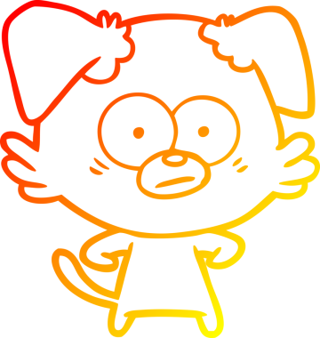 Bir insan tarafından çizilmiş gergin bir köpek çizgi filminin sıcak gradyanı.