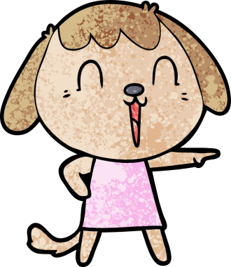 Bir insan tarafından çizilmiş şirin bir çizgi film köpeği.