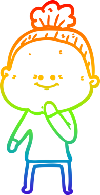 Gökkuşağı gradyan çizgi çizimi Bir insan tarafından çizilmiş mutlu yaşlı kadın