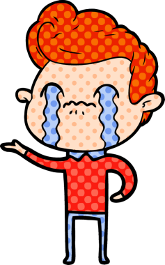 Bir insan tarafından çizilmiş ağlayan çizgi film adamı.