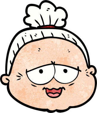 Bir insan tarafından çizilmiş yaşlı bir kadın.