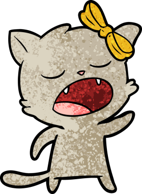 Bir insan tarafından miyavlanan kedi çizgi filmi.