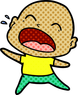 Bir insan tarafından çizilmiş kel adam diye bağıran çizgi film.