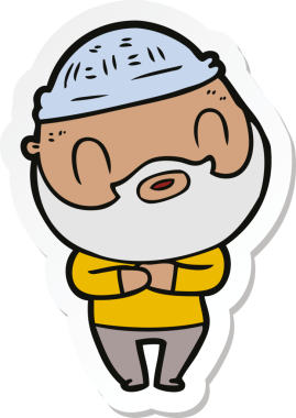 Bir insan tarafından çizilmiş sakallı bir adamın çıkartması.