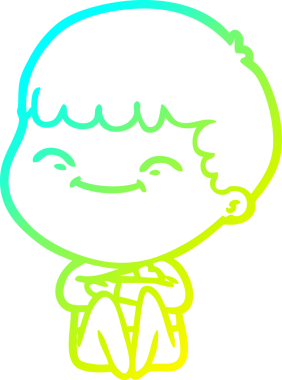 Bir insan tarafından çizilmiş gülümseyen bir çizgi film karakteri çizimi