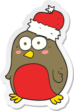 Bir insan tarafından çizilmiş Robin çizgi filminin çıkartması.