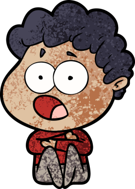 Bir insan tarafından çizilmiş bir karikatür adamı şaşkınlıkla nefes nefese kaldı.