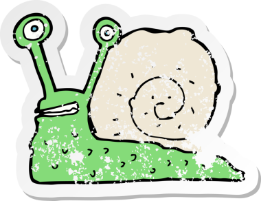 Bir insan tarafından çizilmiş bir salyangozun gerilmiş çıkartması.