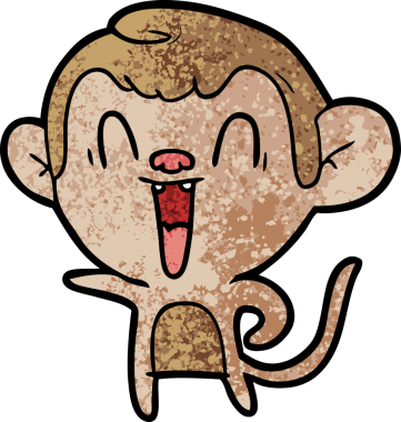 Bir insan tarafından çizilmiş gülen maymun çizgi filmi