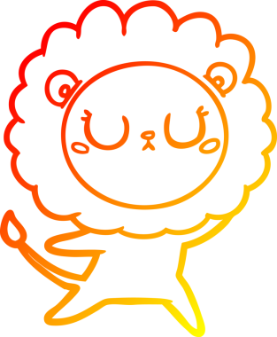 Bir insan tarafından çizilen çizgi film aslanının sıcak çizgi çizimi