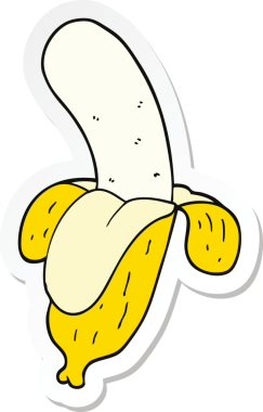 Bir insan tarafından çizilmiş bir muzun çıkartması.