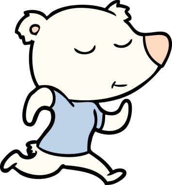 Bir insan tarafından çizilmiş mutlu kutup ayısı çizgi filmi.