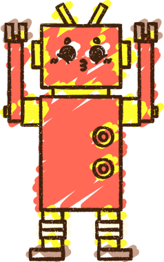 Bir insan tarafından çizilen robot tebeşiri.