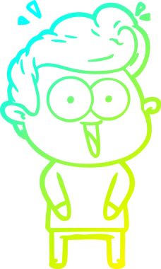 Bir insan tarafından çizilmiş, heyecanlı bir çizgi film çizimi.