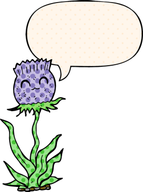 Bir insan tarafından çizilmiş çizgi roman tarzında konuşma baloncuğu olan çizgi film devedikeni.