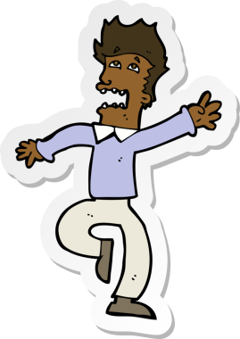 Bir insan tarafından çizilen panikleyen bir karikatürcünün çıkartması.