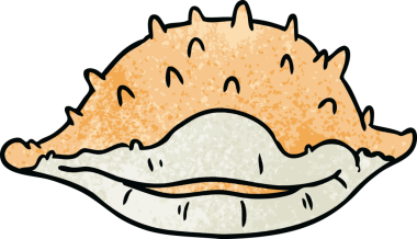 Bir insan tarafından çizilmiş bir deniz kabuğunun el çizimi karikatürü.