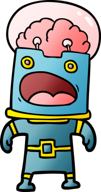 Bir insan tarafından çizilmiş çizgi film robotu