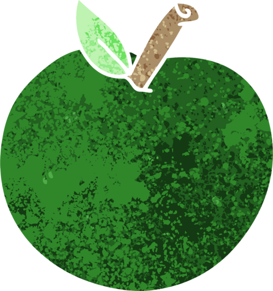 Bir insan tarafından çizilmiş retro illüstrasyon tarzı tuhaf çizgi film elması