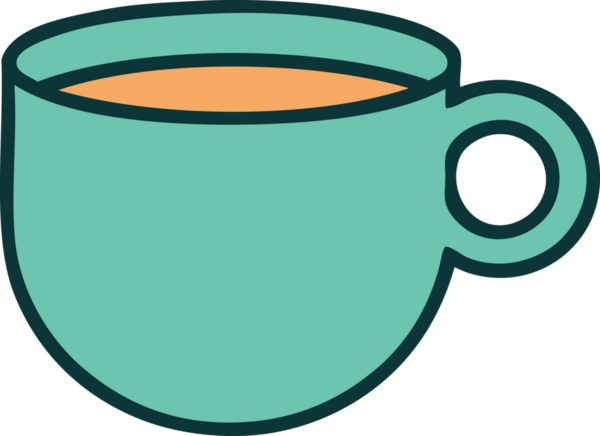 Bir insanın çizdiği kahve fincanının ikonik dövme şekli.