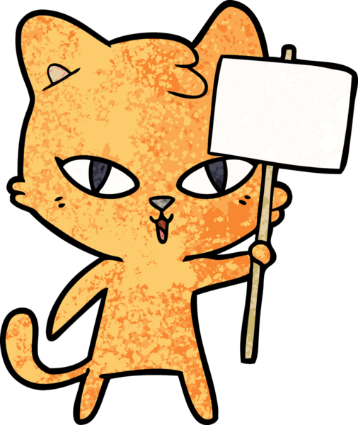 Bir insan tarafından çizilmiş çizgi film kedisi.