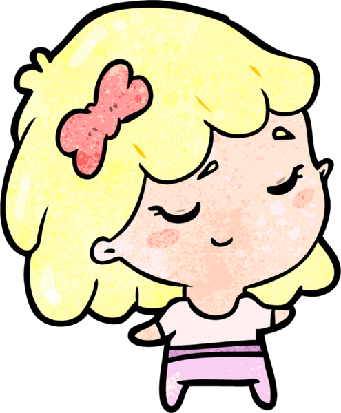 Bir insan tarafından çizilmiş sevimli, mutlu bir kız.