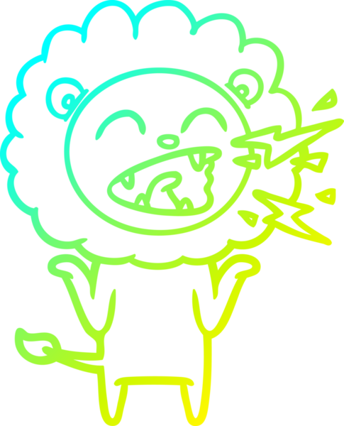 Bir insan tarafından çizilen kükreyen aslanın soğuk çizgi çizimi.