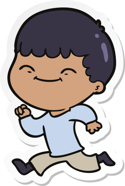 Bir insan tarafından çizilmiş mutlu bir çocuğun çıkartması.