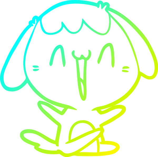 Bir insan tarafından çizilmiş şirin bir çizgi köpeğin soğuk gradyan çizgisi.